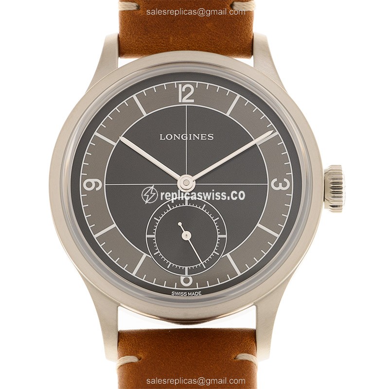 Elegant Longines Heritage Replica with Automatic Movement Black Leather Strap Watch