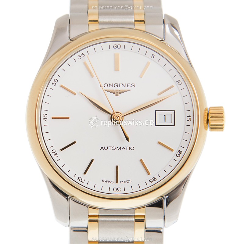 Elegant Longines L2.257.5.12.7 Replica in 18kt Gold & Steel Case with White Dial Watch