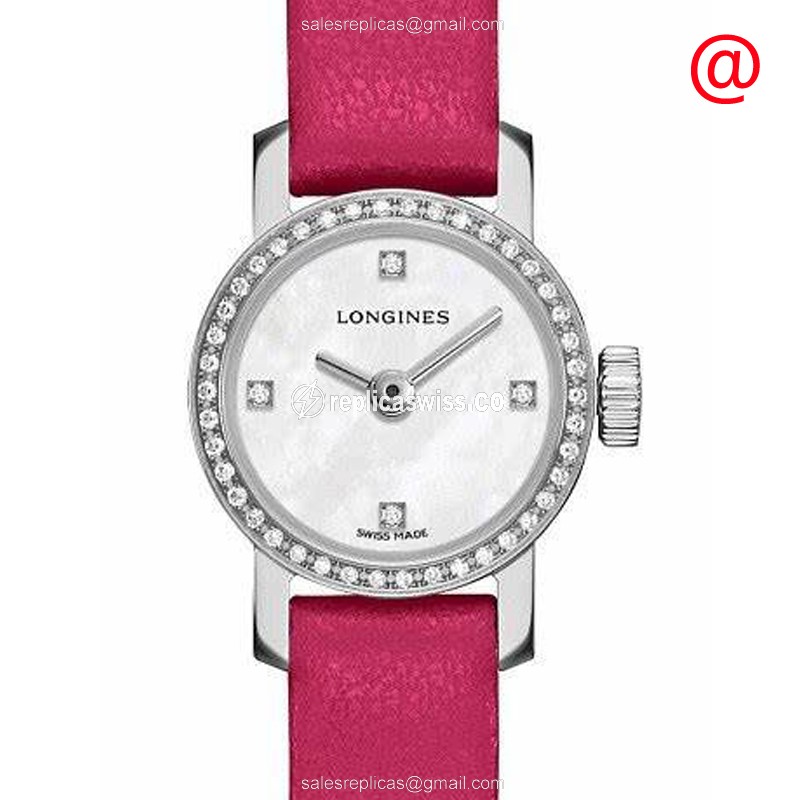 Elegant Longines L2.303.0.87.3 Replica Watch with White Dial Silk Red Strap