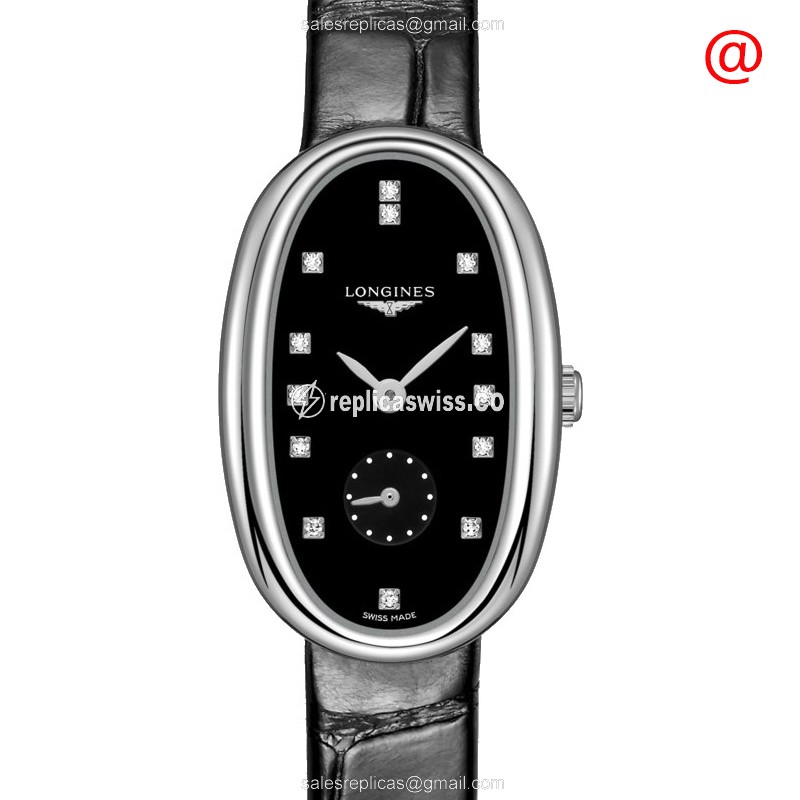 Elegant Longines L2.306.4.57.0 Symphonette Replica, Automatic Movement & Black Leather Strap Watch