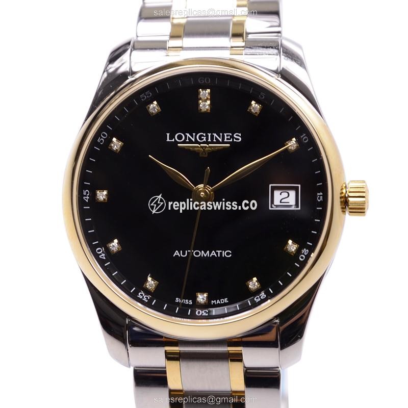 Elegant Longines L2.518.5.57.7 Master Automatic PVD Gold Replica, Black Dial, Gold PVD Clasp &