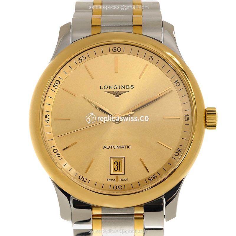 Elegant Longines L2.628.5.32.7 Replica in 18kt Gold & Steel, Automatic Movement & Sapphire Crystal