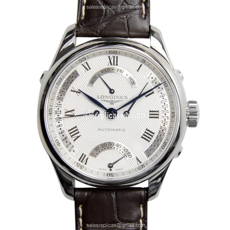 Elegant Longines L2.715.4.71.3 Master Replica in Silver Dial & Alligator Brown Strap Watch