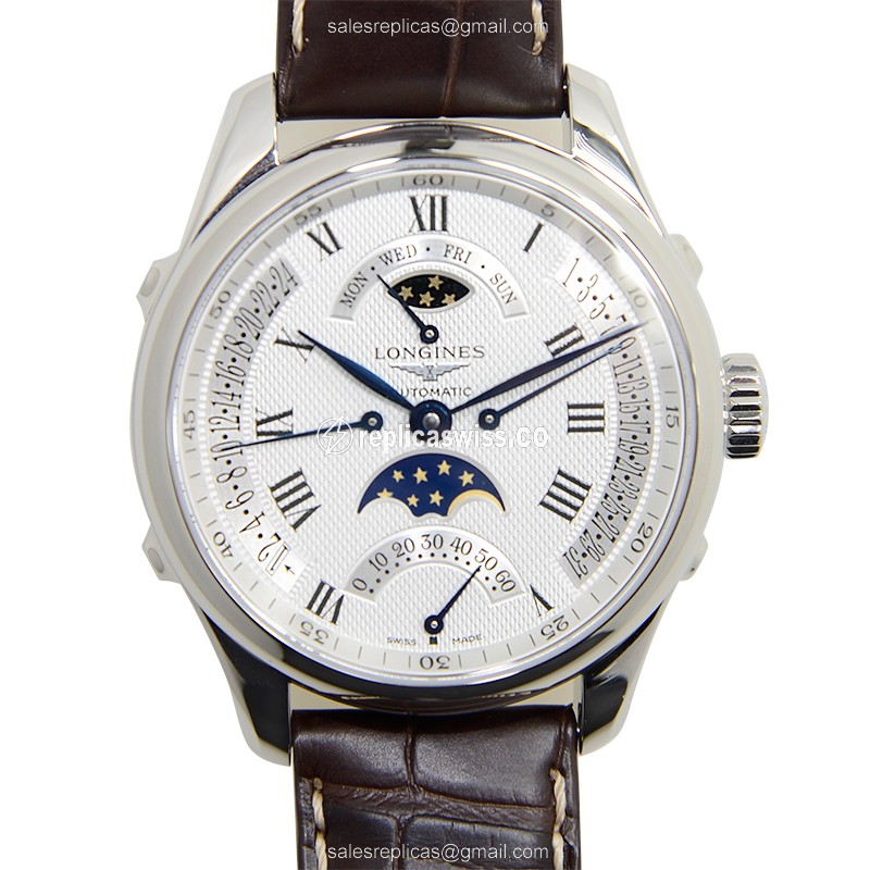 Elegant Longines L2.738.4.71.3 Replica Watch | Automatic Movement, White Dial & Brown Alligator