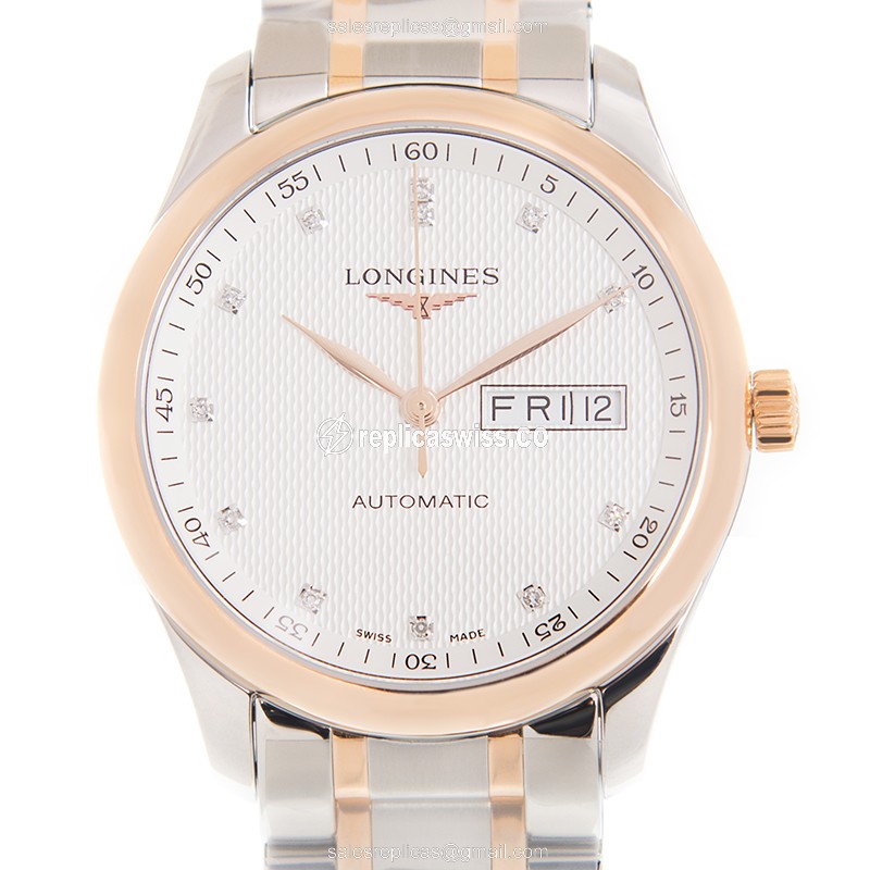 Elegant Longines L2.755.5.97.7 Master Automatic, 18kt Gold Case & White Dial Replica Watch