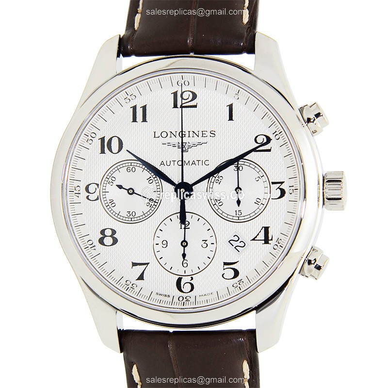 Elegant Longines L2.759.4.78.5 Replica Watch | Automatic Movement, Silver Dial, Brown Alligator