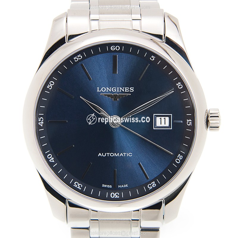 Elegant Longines L2.793.4.92.6 Replica Automatic Watch with Blue Dial Silver Steel Strap