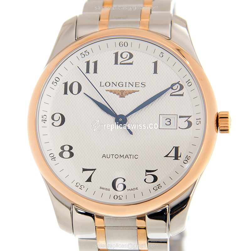 Elegant Longines L2.893.5.79.7 Replica Automatic Watch in Silver Dial 18kt Gold Steel Case