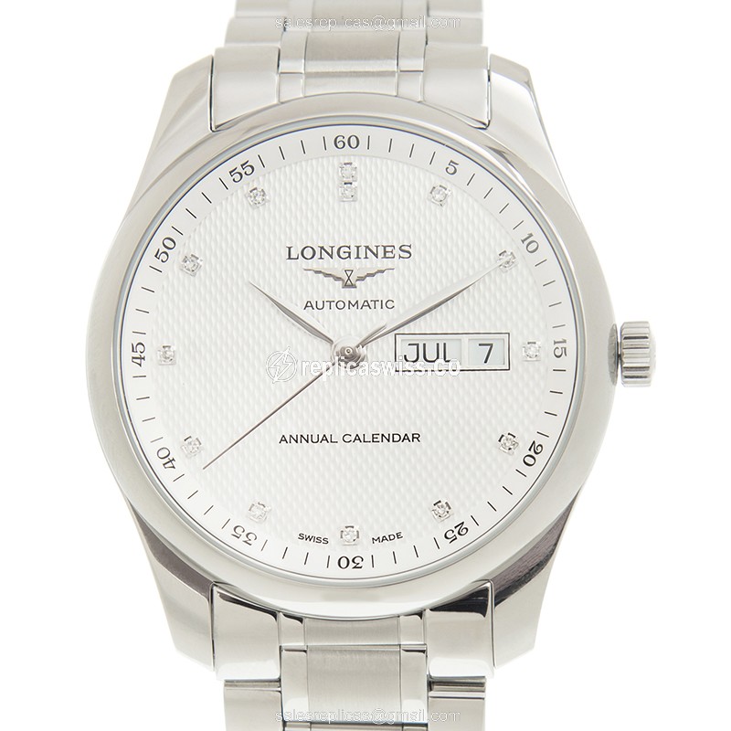 Elegant Longines L2.910.4.77.6 Master Automatic Steel Replica with White Dial & Silver Band Watch