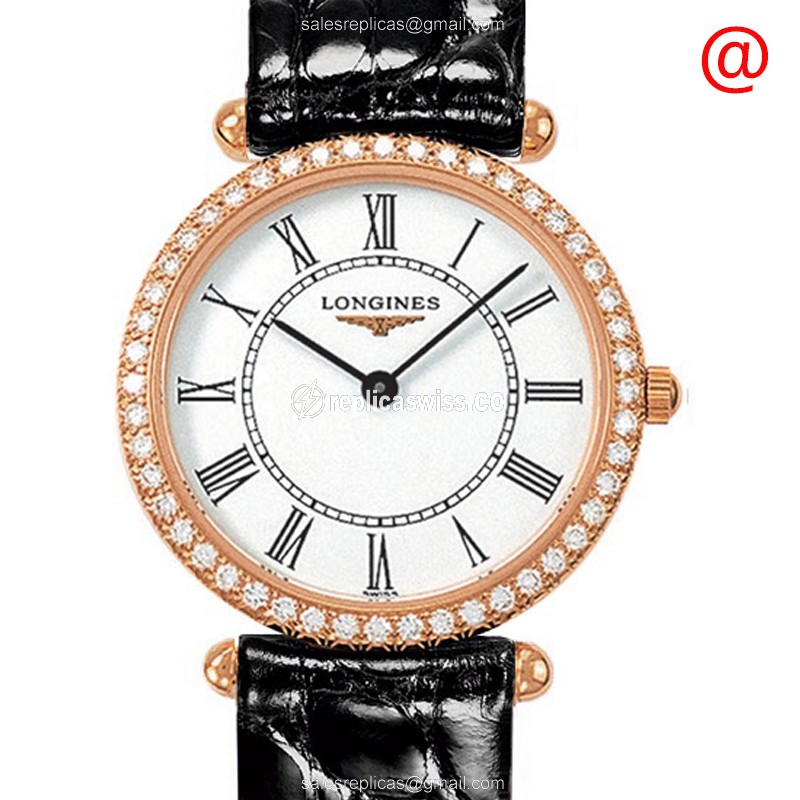 Elegant Longines L4.191.9.11.0 Replica with White Dial 18kt Rose Gold Case Watch