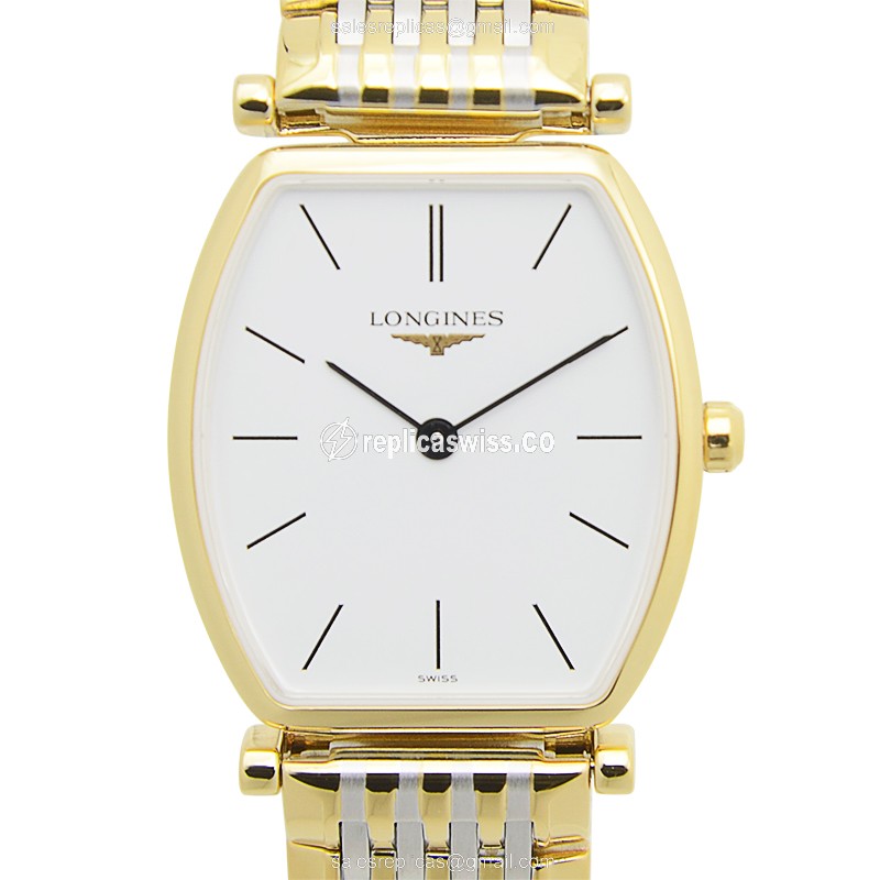 Elegant Longines L4.205.2.12.7 LA GRANDE Replica in White Dial & PVD Gold Case Watch