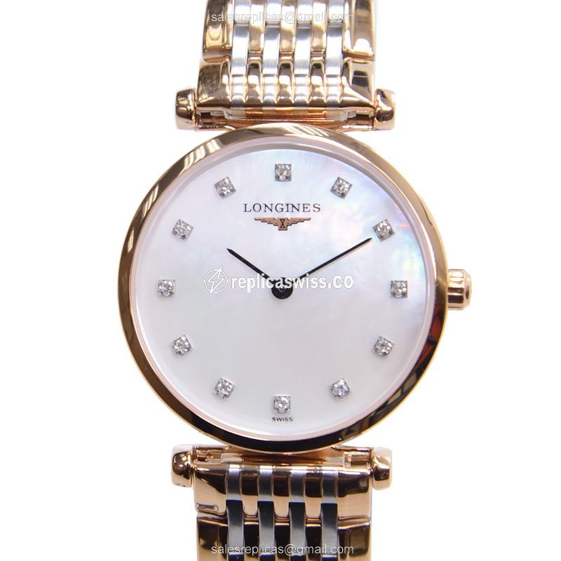 Elegant Longines L4.209.1.87.7 Replica with White Dial & 18kt Gold Case Watch