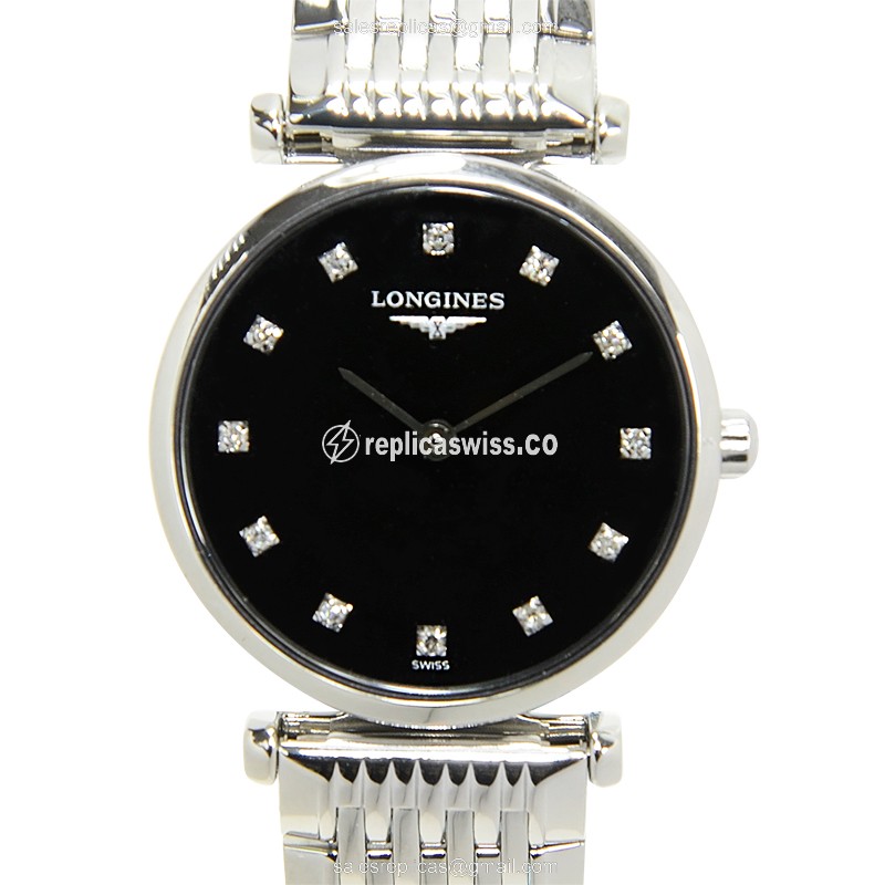 Elegant Longines L4.209.4.58.6 LA GRANDE Replica, Black Dial, Stainless Steel Case & Clasp Watch