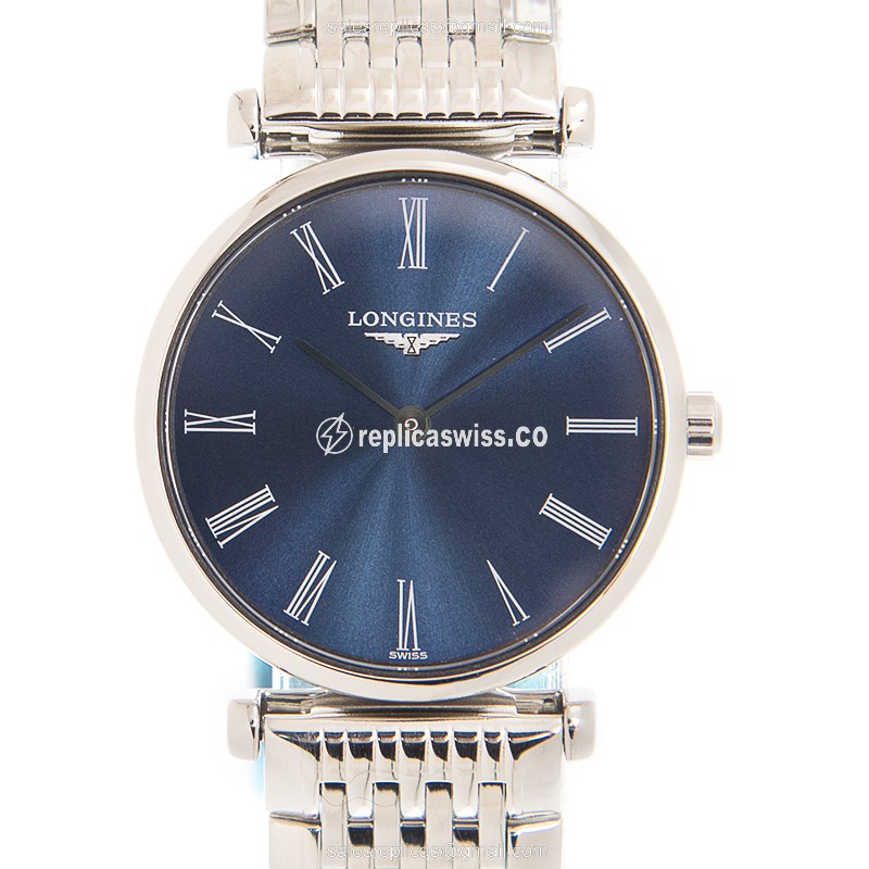 Elegant Longines L4.209.4.94.6 Grande Replica, Blue Dial, Stainless Steel Case & Quartz Movement