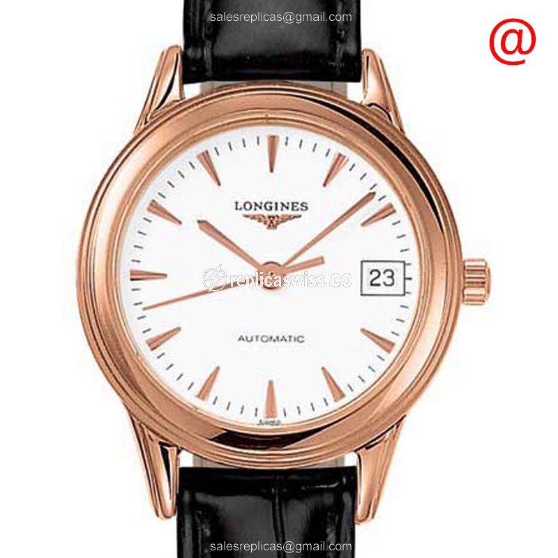 Elegant Longines L4.274.8.22.2 Replica Watch: Automatic Movement, 18kt Rose Gold Case, White Dial