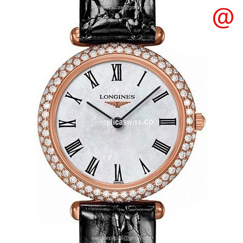 Elegant Longines L4.307.9.81.0 Replica with White Dial, 18kt Rose Gold Case & Leather Strap Watch