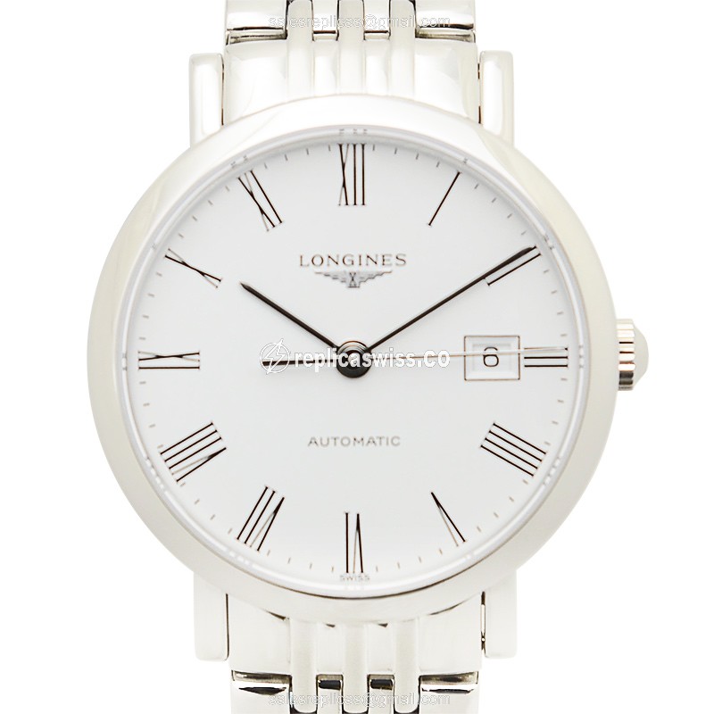 Elegant Longines L4.310.4.11.6 Replica, Automatic Movement, White Dial, Steel Case & Silver Band