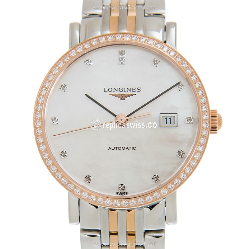 Elegant Longines L4.310.5.88.7 Replica Watch in White Dial & 18kt Gold Steel Bracelet