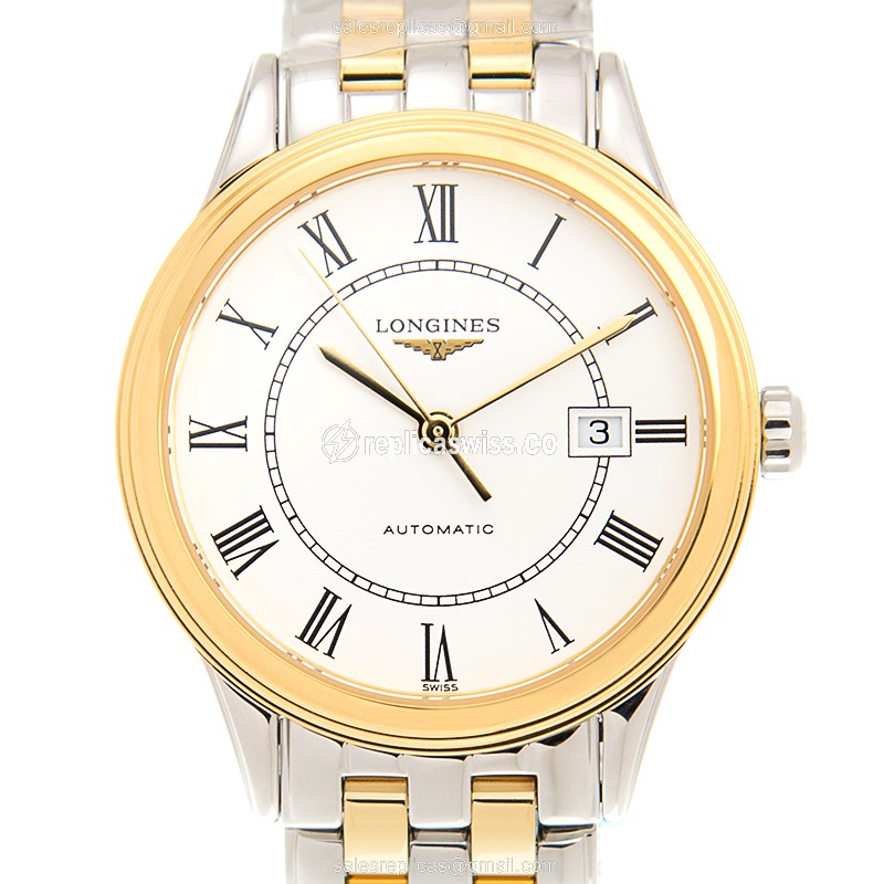Elegant Longines L4.374.3.21.7 Replica Watch with Automatic Movement White Dial on Gold PVD