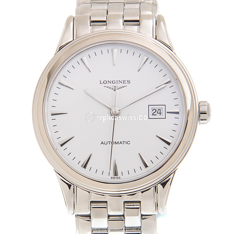 Elegant Longines L4.374.4.12.6 Replica with Automatic Movement & Polished Silver Stainless Steel
