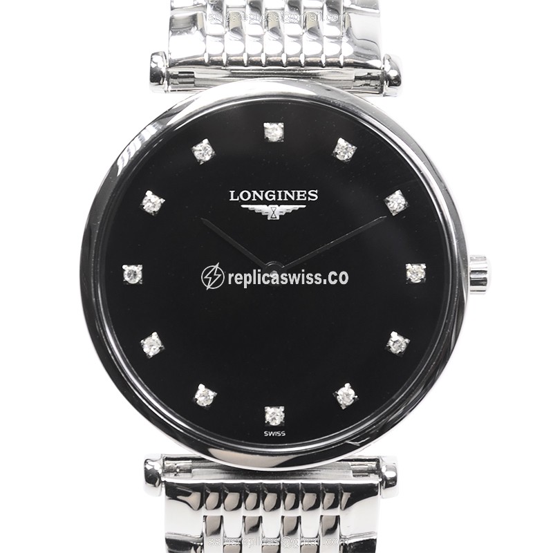 Elegant Longines L4.512.4.58.6 LA GRANDE Replica, Black Dial, Stainless Steel Case & Clasp Watch