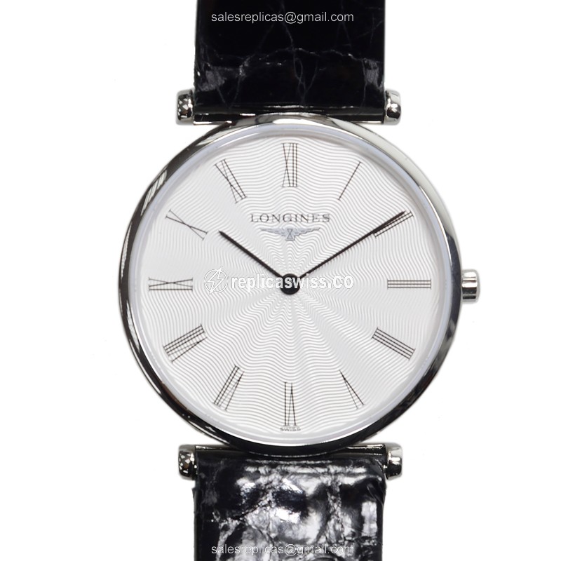 Elegant Longines L4.512.4.71.2 Replica with Silver Dial & Leather Strap, Quartz Movement Watch