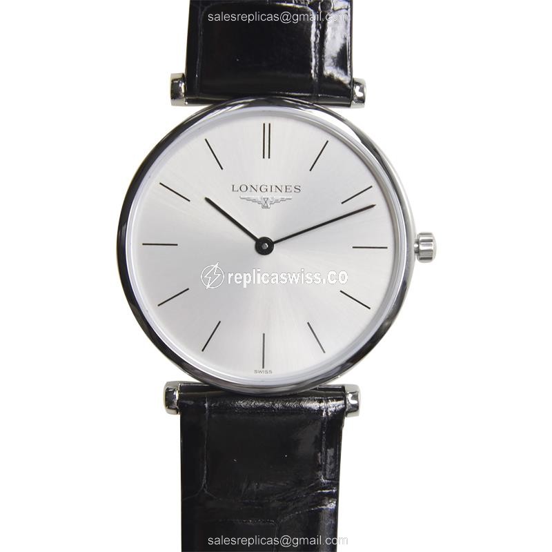 Elegant Longines L4.512.4.72.2 Replica Watch with Silver Dial Alligator strap, Quartz Movement