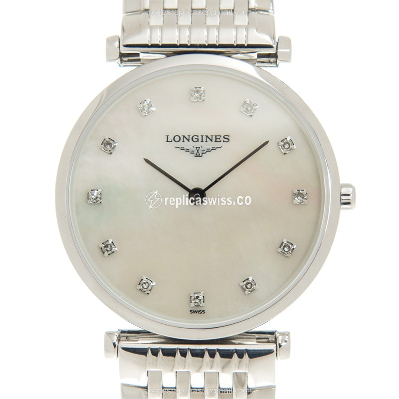 Elegant Longines L4.512.4.87.6 Replica with White Dial Steel Case Watch