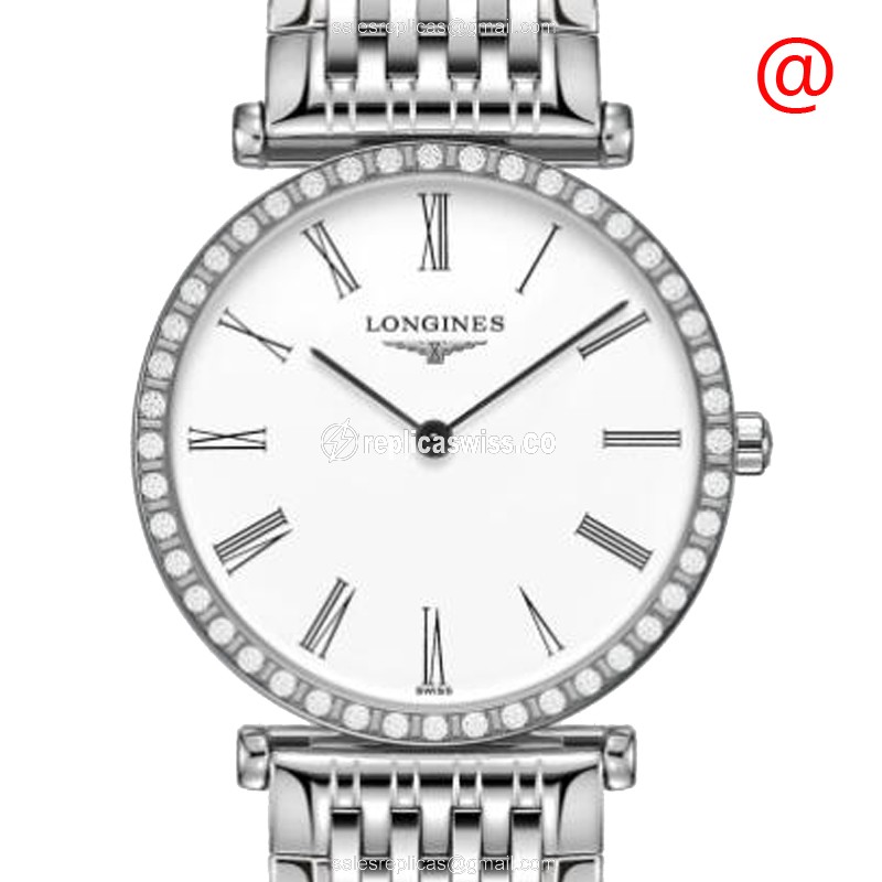 Elegant Longines L4.523.0.11.6 LA GRANDE Quartz Replica, White Dial & Silver Steel Bracelet Watch