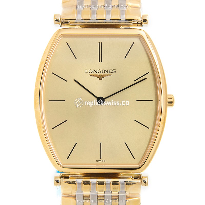 Elegant Longines L4.705.2.32.7 LA GRANDE Replica in Gold-Plated 18kt Steel Case & Crystal Bezel