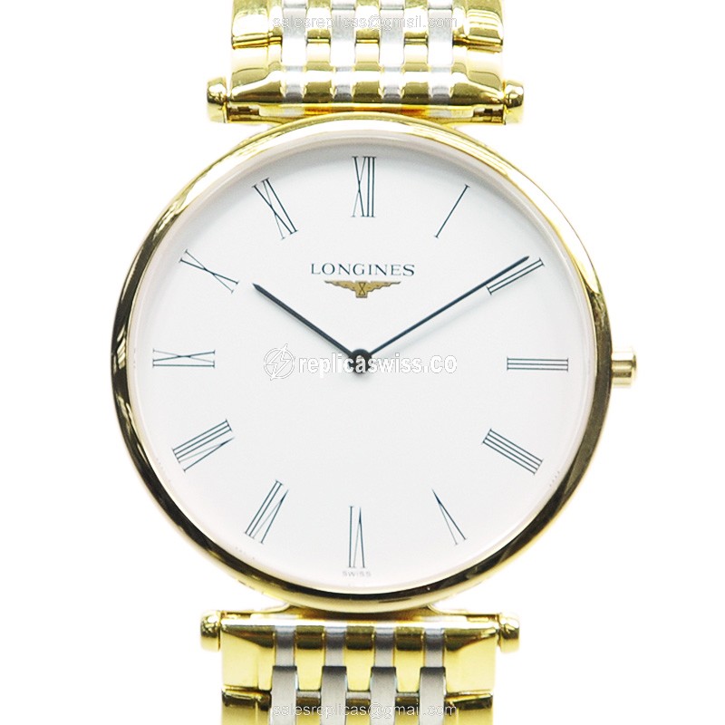 Elegant Longines L4.709.2.11.7 LA GRANDE Replica with White Dial & Gold PVD Case Watch