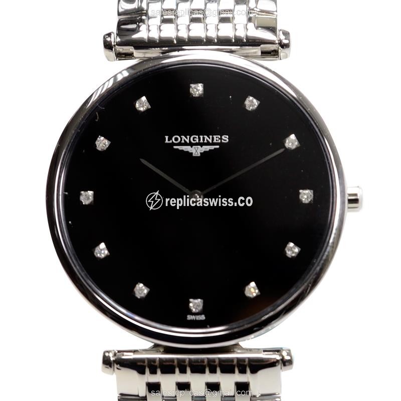 Elegant Longines L4.709.4.58.6 LA GRANDE Replica with Black Dial & Stainless Steel Case Watch