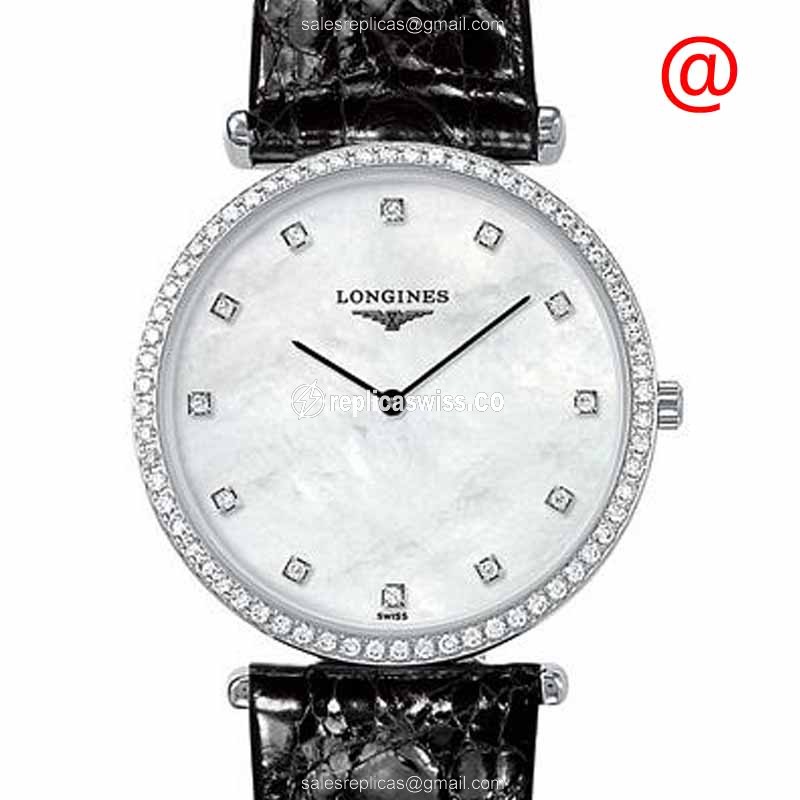 Elegant Longines L4.741.0.80.2 Replica with White Dial Polished Diamond Case Watch