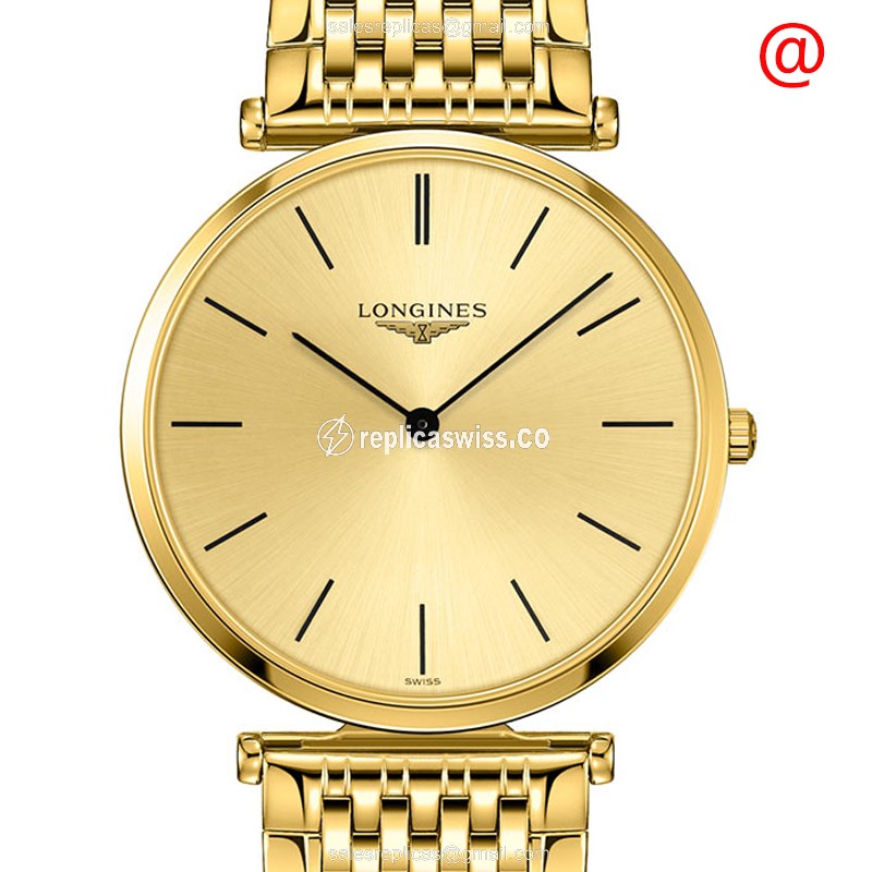 Elegant Longines L4.755.2.32.8 LA GRANDE Replica with Gold PVD Case Crystal Bezel Watch