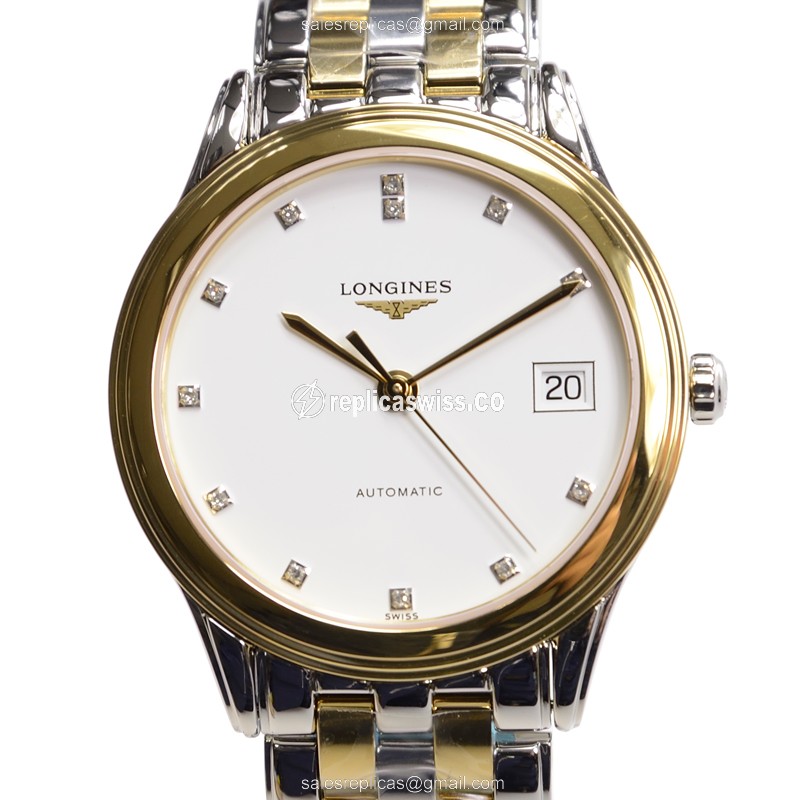 Elegant Longines L4.774.3.27.7 Replica Watch in White Dial & PVD Gold Case