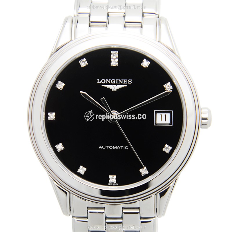 Elegant Longines L4.774.4.57.6 Replica Watch with Automatic Movement Black Dial, Steel Case