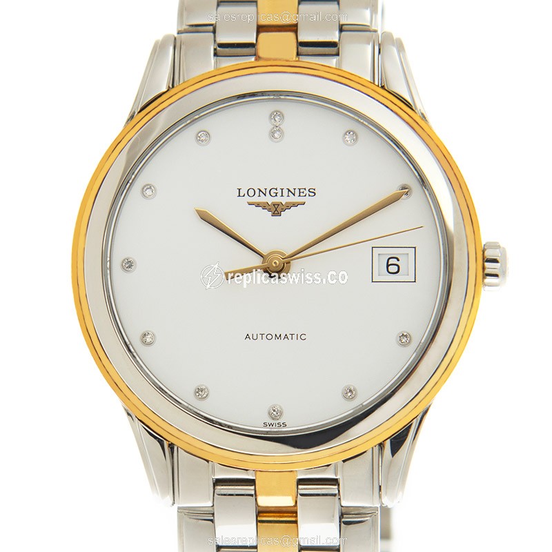 Elegant Longines L4.774.5.27.7 Replica Watch with White Dial & Gold-Plated Case