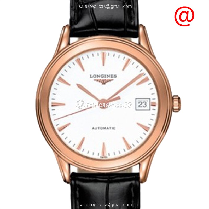 Elegant Longines L4.774.8.22.2 Replica Watch in 18kt Gold Case with White Dial Automatic