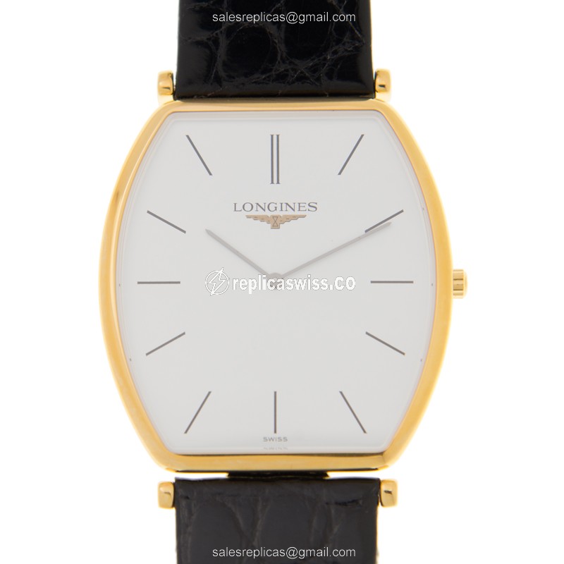 Elegant Longines L4.786.2.12.2 LA GRANDE Replica in White Dial & 18kt Gold Case Watch