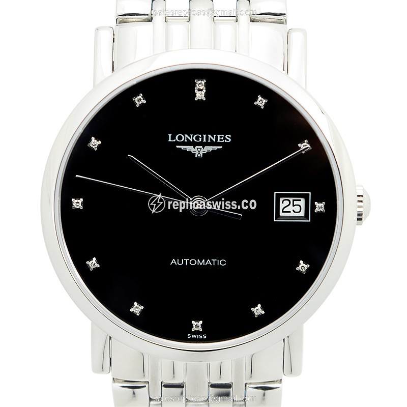 Elegant Longines L4.809.4.57.6 Replica in Stainless Steel & Black Dial, Automatic Movement Watch