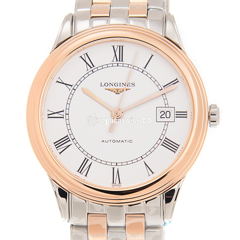 Elegant Longines L4.874.3.91.7 Replica in White Dial & 18kt Steel Case Watch