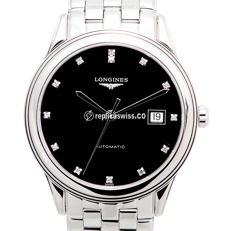 Elegant Longines L4.874.4.57.6 Replica Watch | Automatic Movement, Black Dial, Stainless Steel Case