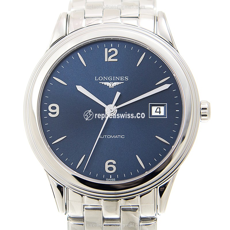 Elegant Longines L4.874.4.96.6 Replica Watch | Automatic Movement, Blue Dial & Stainless Steel Case