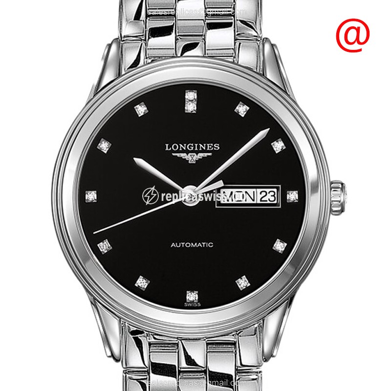 Elegant Longines L4.899.4.57.6 Replica Watch | Automatic Movement, Black Dial, Stainless Steel Case