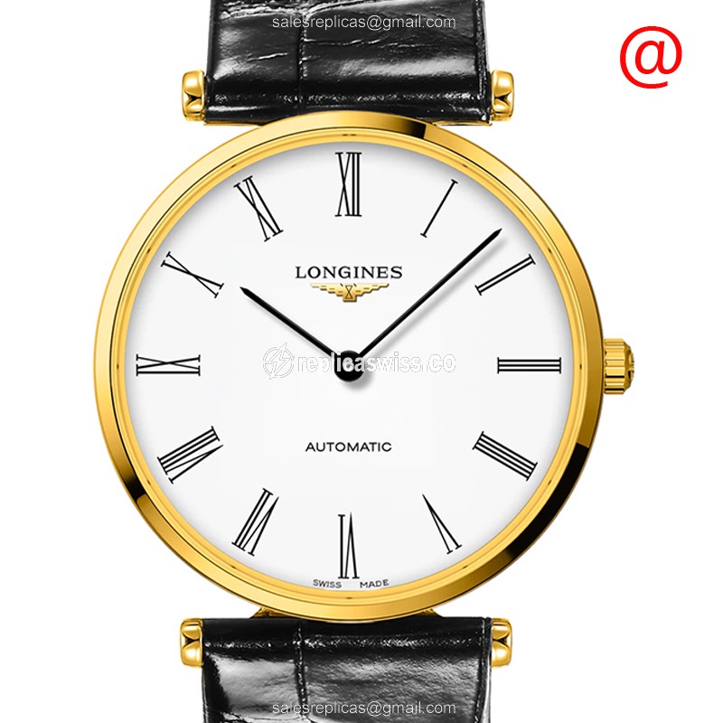 Elegant Longines L4.918.2.11.2 Grande Replica in White Dial & 18kt Gold Case Watch