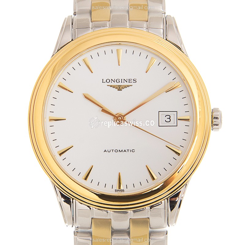 Elegant Longines L4.974.3.22.7 Replica Watch in White Dial & Gold-Plated Steel, Automatic Movement