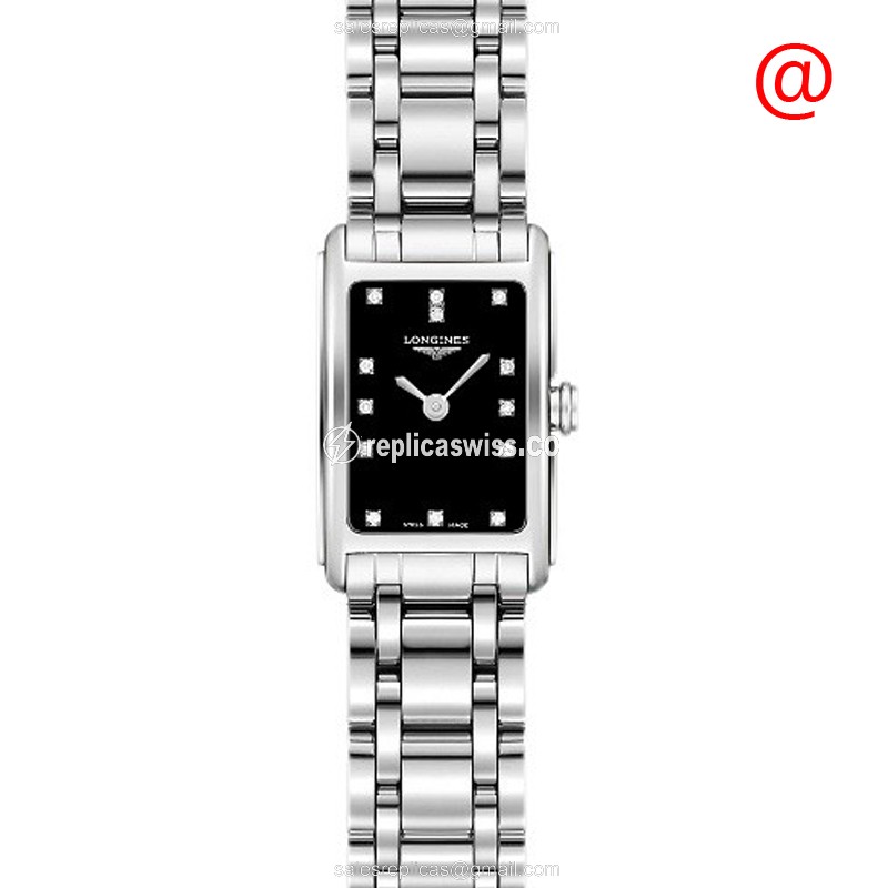 Elegant Longines L5.258.4.57.6 Dolce Vita Replica with Black Dial Stainless Steel Case Watch