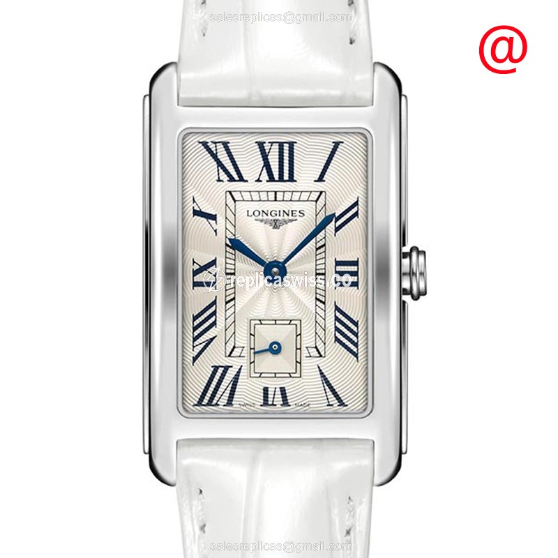 Elegant Longines L5.512.4.71.2 Dolce Vita Replica in Stainless Steel & Silver Dial, Alligator strap
