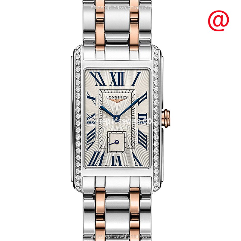 Elegant Longines L5.512.5.79.7 Dolce Vita Replica in 18kt Rose Gold & Steel Case, Silver Dial Watch