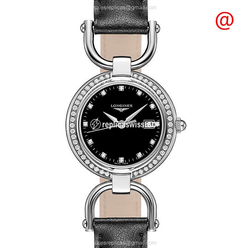 Elegant Longines L6.131.0.57.0 Equestrian Replica in Black Dial & Diamond-Crystal Case Watch